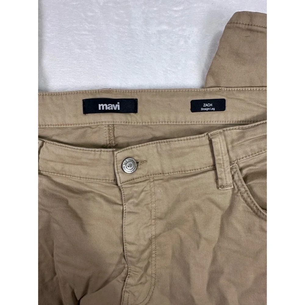 Mavi Zach Straight Leg Pants 40 x 30 Tan Khaki Cotton Stretch Men